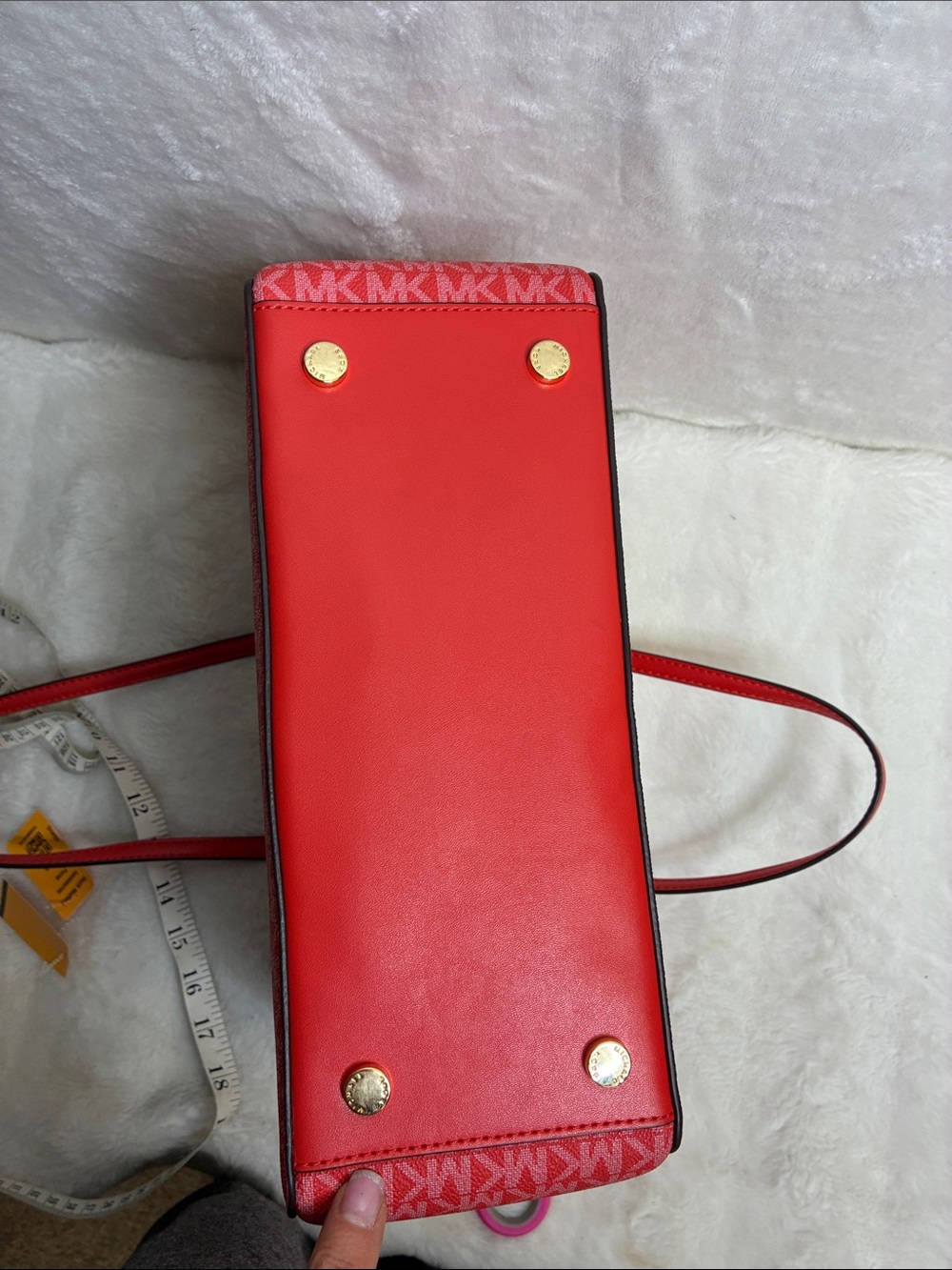 MICHAEL KORS Red Coral Logo Tote with MK Charm - Picture 4 of 6